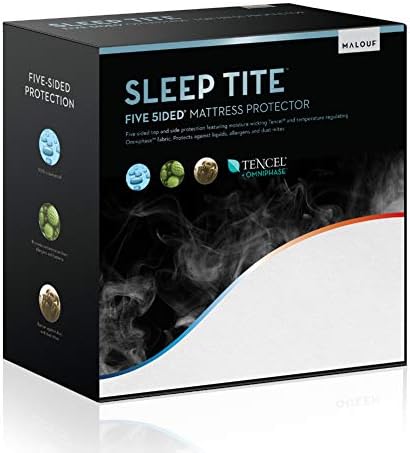 MALOUF Sleep TITE Hypoallergenic 100% Waterproof Protector-15-Year Warranty-Vinyl Free Mattress Protector, Queen, White