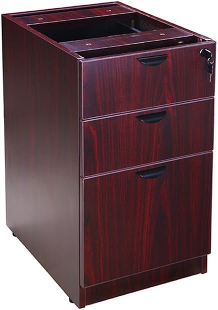 Boss Office Products Belarus Executive U-Shape Curved Bow Desk with Hutch and File Storage Pedestal, 71", Mahogany