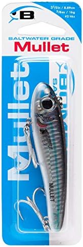 Bomber Lures Mullet Slow-Sinking Twitch / Walking Saltwater Fishing Lure - Excellent for Speckled Trout, Redfish, Stripers and More, 3 1/2 Inch, 5/8 Ounce