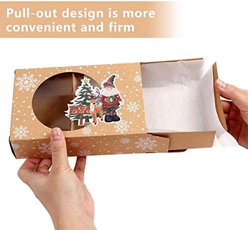 OurWarm 12 Pack Christmas Cookie Boxes for Gift Giving, Large Christmas Cookie Tins Holiday Bakery Treat Boxes with Window