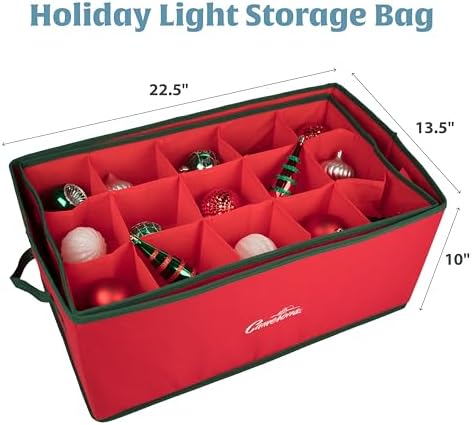 Camerons Christmas Ornament Storage Container Organizer with 2 Removable Trays and 30 XL Decoration Storage Compartments (22.5" x 13.5" x 10")