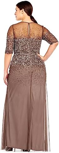 Adrianna Papell Women's Plus-Size Beaded Illusion Gown