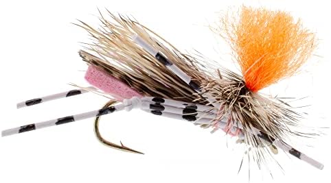 The Fly Fishing Place High Visibility Feth Grasshopper Dry Fly Collection Trout Fly Assortment - 1 Dozen Flies