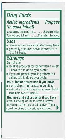 Colace 2-in-1 Stool Softener Plus Stimulant Laxative Tablets, 60 Count