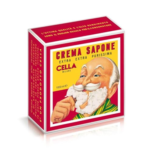 Cella Milano Almond Shaving Cream Soap Refill, 1 kg Professional Size | Fills Cella Tub 12 Times, Slick Lather With A Classic Almond Aroma