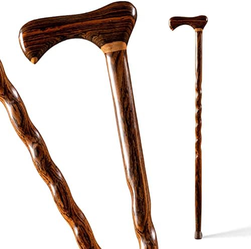 Brazos Handcrafted Wood Walking Cane, Twisted Cocobolo, Derby Style Handle, for Men & Women, Made in the USA, 37"