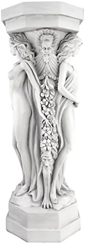 Design Toscano Column of Maenads Women Indoor/Outdoor Sculptural Display Pedestal Plant Stand, 28 inches tall, Cast Stone Resin, Antique Stone Finish