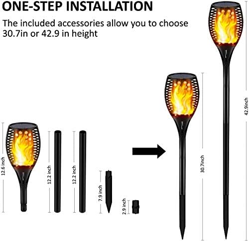 Gold Armour Solar Lights Outdoor - Flickering Flames Torch Lights Solar Light 42.9in Tall