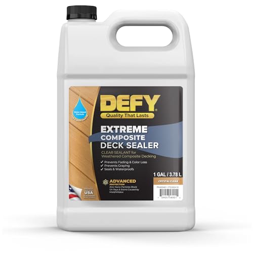 DEFY Extreme Composite Deck Sealer – Crystal Clear Waterproof Sealant for Wood & Composite Surfaces with Zinc Nano-Technology