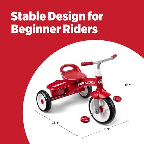 Radio Flyer Red Rider Trike, for Ages 2.5-5, Toddler Tricycle | Quiet Ride Wheels, Comfort Grip Handlebars, Easy Carry Seat Handle, Covered Storage Bin, (Amazon Exclusive)