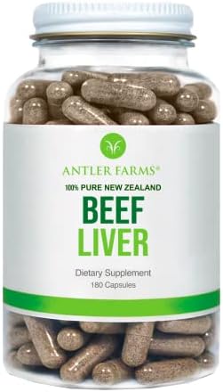 Antler Farms New Zealand Beef Liver Capsules - Grass Fed, 180 Capsules | 100% Pure Desiccated Grass Fed Beef Liver Supplement, Cold Processed
