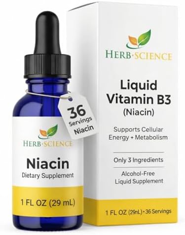 Liquid Vitamin B3 Niacin Drops, Alcohol-Free, 1 Oz | Easy-to-Take Liquid Formula with Flexible Serving, Vegan, Non-GMO