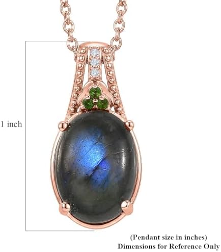 Labradorite Multi 5.60 ctw Pendant Steel Necklace 20"