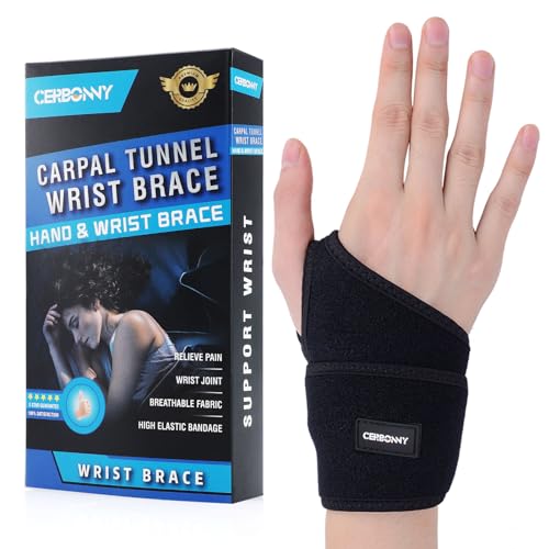 CERBONNY Carpal Tunnel Wrist Brace,2Pack Wrist Support Brace Adjustable Wrist Strap Reversible Wrist Brace for Sports Protecting/Carpal Tunnel/Arthritis-Right&Left
