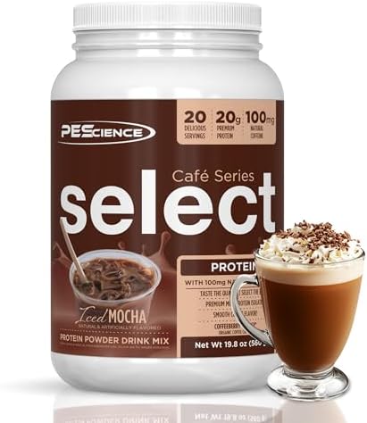PEScience Select Cafe Protein Coffee Powder, Caramel Macchiato, 20 Servings | 100mg Caffeine, 20g Iced Protein Coffee Powder or Creamer