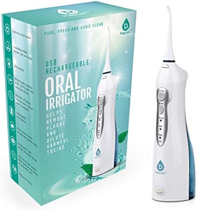 Pursonic USB Rechargeable Oral Irrigator Water Flosser, Helps Remove Plaque and Dilute Harmful Toxins.