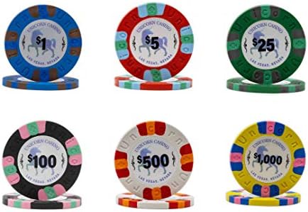 DA VINCI Unicorn All Clay Poker Chip Set with 500 Authentic Casino Weighted 9 gram Chips, Black ABS Case, 2 Decks of Plastic Playing Cards