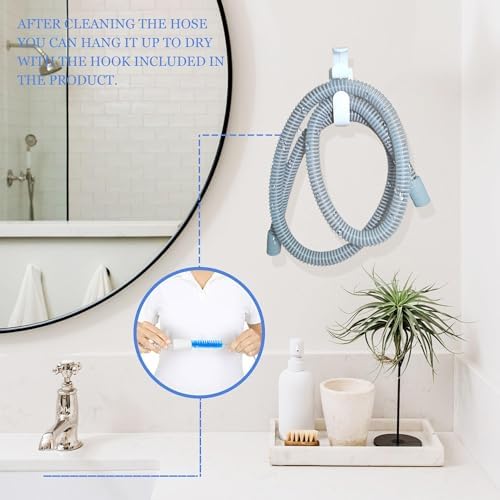 CPAP Hose Cleaning Kit - 7ft Flexible CPAP Tube Brush, 7" CPAP Mask Brush & CPAP Hose Holder Hook(2PCS) - Keep CPAP Supplies Clean and Organized