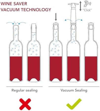 Vacu Vin Wine Stopper Set – 3 Pack Wine Bottle Stopper Cork Alternative – Vacuum Wine Stoppers for Wine Bottles – Reusable Rubber Bottle Stoppers for Wine Saver Pump – Pink/Blue/Purple