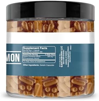 Earthborn Elements Ceylon Cinnamon 200 Capsules, Pure & Undiluted, No Additives