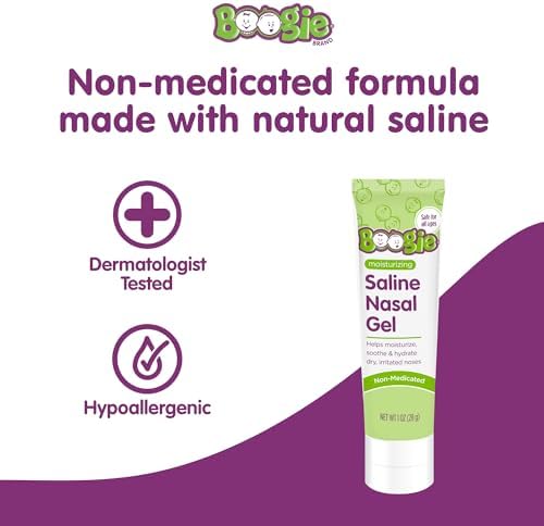 Boogie Moisturizing Saline Nasal Gel for Babies & Kids - 1 oz (3 Pack) | Fragrance Free - Drug-Free Formula - Made with Aloe and Natural Saline - Soothes and Hydrates Dry or Irritated Noses