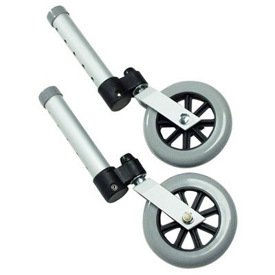 Lumex Swivel Wheels - 360 Degree Medical Rubber Walker Wheel, 3" Diameter, Adjustable, Pack of 2, 603830A