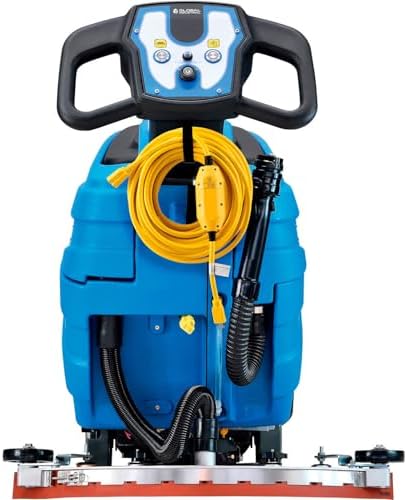 Global Industrial Commercial Electric Walk-Behind Ergo Auto Floor Scrubber | Ergonomic Scrubber, Corded, 17" Cleaning Path, 9.2 Gallon Solution Tank