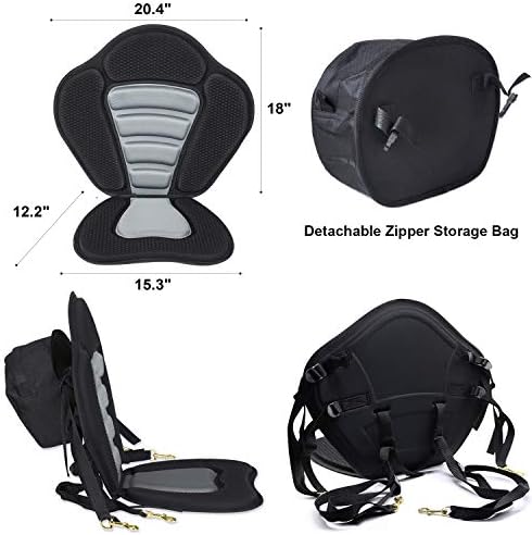 2 Pack of Kayak Seat Deluxe Padded Canoe Backrest Seat Sit On Top Cushioned Back Support SUP Paddle Board Seats with Detachable Storage Bag 4