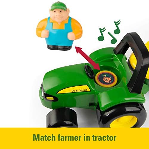 TOMY John Deere Animal Sounds Hayride Musical Tractor Toy - Musical Hayride Toddler Toys - Includes Farmer Figure, Tractor