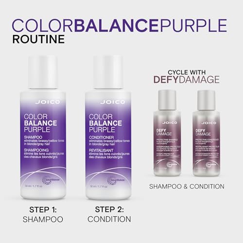 Joico Color Balance Purple Shampoo | For Cool Blonde or Gray Hair | Eliminate Brassy Yellow Tones | Boost Color Vibrancy & Shine | UV Protection
