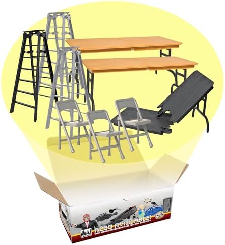 Tables, Ladders & Chairs Match Accessory Set for Wrestling Action Figures | Create Tables, Ladders & Chairs Matches with 3 Breakable Tables