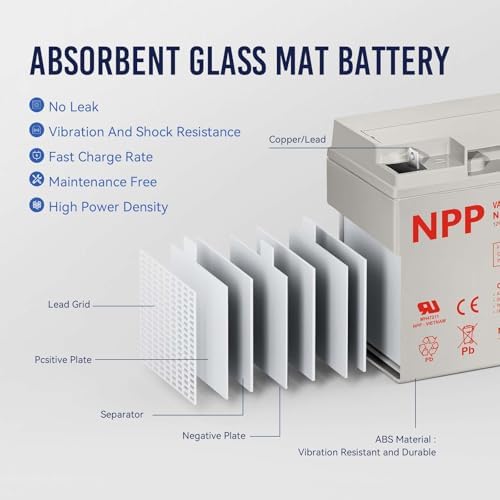NPP NP12-18Ah 12V 18Ah (T12), 12Volt Rechargeable SLA Battery for UPS Electric Scooter, Replaces Pride Mobility Go-Go Elite Battery,UB12180 FM12180 6fm18