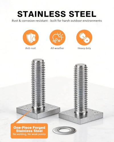 T Slot Bolts for Roof Rack Cross Bars, Platform, Cargo Basket, Stainless Square T Track Bolt Adapter to Secure Bike/Ski/Kayak Rack, Solar Panel