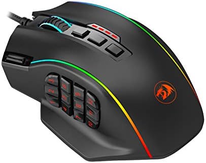 Redragon Gaming Mouse, MMO Mouse Gaming UP 12400 DPI, 19 Macro Programmable Buttons, RGB Mouse with 12 Side Buttons, 8 * 2.4g Weight Tuning for PC Laptop MOBA FPS, M901K, Black