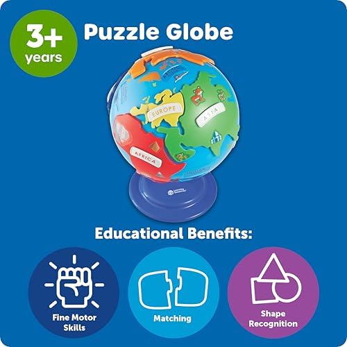 Learning Resources Puzzle Globe - Earth Montessori Toys, Preschool Classroom Must Haves, STEM World Puzzles, Educational Geography Games