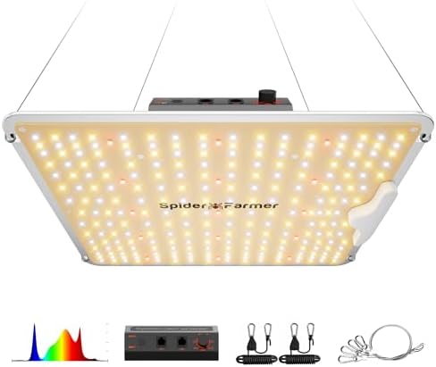 Spider Farmer SF1000 LED Grow Lights for Indoor Plants in 2x2/3x3 Grow Tent | 100W Dimmable Full Spectrum Grow Light, New-Gen High-Efficiency Diodes 2.5 PPE System for Seed Starting, Vegetables & Bloom