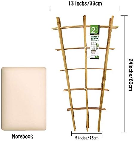 Natural Bamboo Trellis 24 Inches Tall, Mininfa Garden Ladder Trellis, Plant for Climbing Plants, Vegetables, Pots - 3 Pack