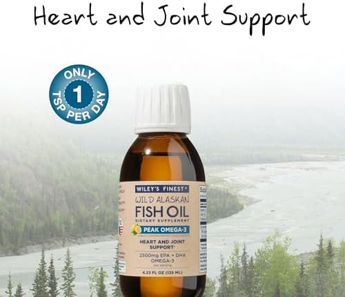 Wiley's Finest Wild Alaskan Fish Oil Peak Omega-3 Liquid Supplement - 2300mg EPA and DHA Omega-3s - Lemon Flavor - 8.45 Oz (50 Servings)