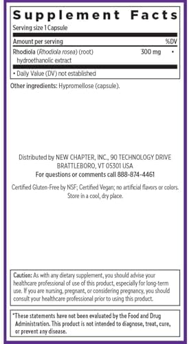 New Chapter Rhodiola Force 300mg with Potent Vegan Rhodiola for Mental Focus & Stamina