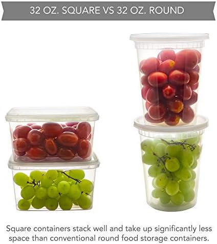 NYHI 32 oz 20 Pack Square Clear Deli Containers with Lids Disposable BPA Free Square Plastic Food Storage Containers with Lids Airtight for Meal