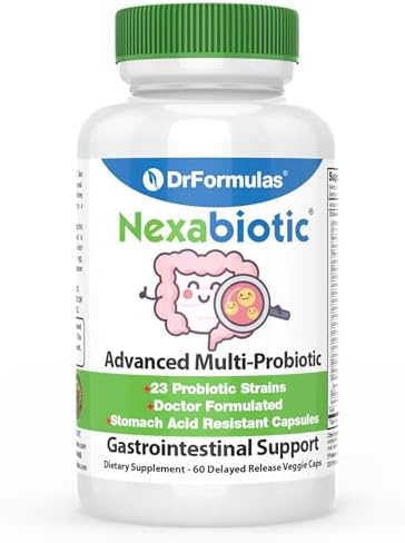 DrFormulas' Best Probiotics for Women & Men | Nexabiotic Multi Probiotic with Saccharomyces Boulardii, Lactobacillus Acidophilus, B. infantis, Prebiotic 60 Count Capsules (Not Pearls)