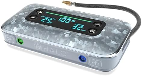 HALO BOLT AIR+ 1750A Jump Starter, AIR Compressor, Power Bank, Blue | 130 PSI air compressor, 59.9Wh power bank, large display, LED light. Jumps cars, SUVs & trucks