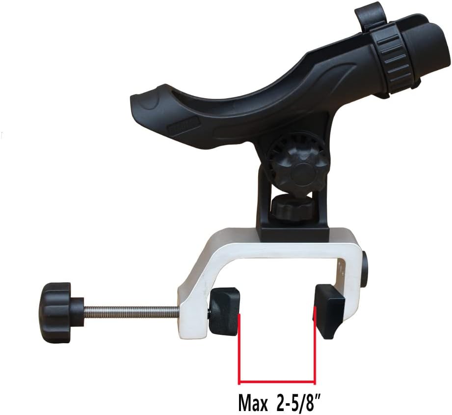Brocraft Power Lock Fully Adjustable Aluminum Large Opening Clamp Rod Holder for Jon Boat