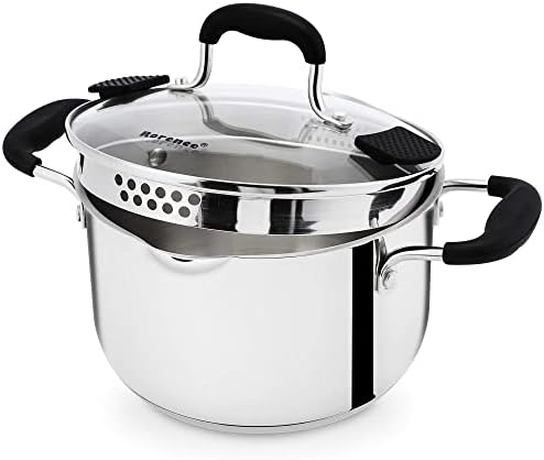 Rorence 6 Quart Stainless Steel Stock Pot, Induction Cooking Pot with Lid