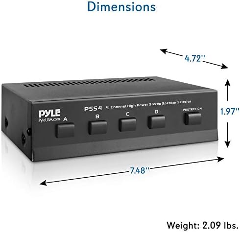 Premium New and Improved 4 Zone Channel Speaker Switch Selector Switch Box Hub Distribution Box for Multi Channel High Powered Stereo Amplifier