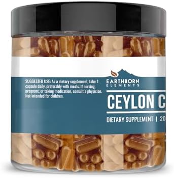 Earthborn Elements Ceylon Cinnamon 200 Capsules, Pure & Undiluted, No Additives