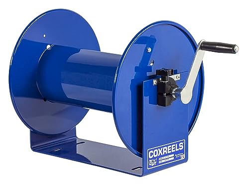 Coxreels 112-3-100 Hand Crank Hose Reel - Heavy-Duty Steel Frame for Stability - Adjustable Tension Brake for Controlled Operation- Fits 3/8 x 100 ft Hose - 12 x 18.25 x 13 inches