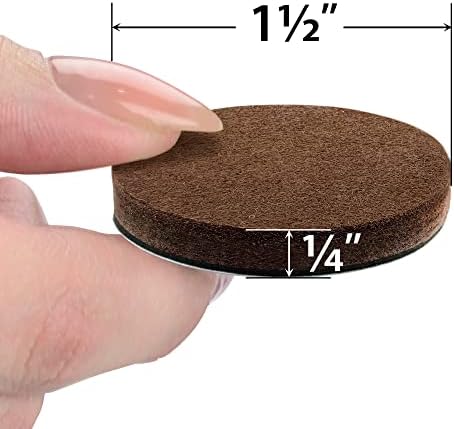 16 Heavy-Duty Felt Furniture Pads 2” 1/4” Thick X-Protector Round Felt Pads | for Furniture Feet - The Best Felt Floor Protectors for Furniture to Prevent Scratches. Protect Your Hard Floor! (Brown)