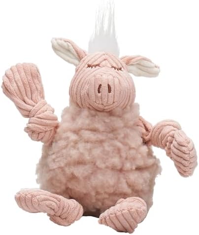 HuggleHounds Knottie Plush Dog Toy - Dog Stuffed Animal Toy, Squeaky Puppy Toys, for Small, Medium & Large Dogs, Durable Plush to Keep Them Busy - Dottie Cow, Large