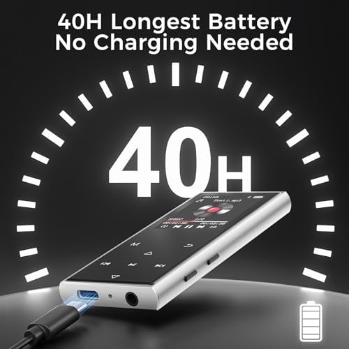 128GB MP3 Player with Bluetooth 5.4, AGXOV Music Player with Built-in HD Speaker, FM Radio, Voice Recorder, HiFi Sound, E-Book, Earphones Included